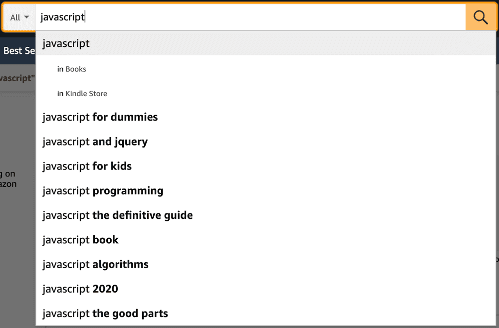 Amazon autocomplete experience Amazon autocomplete experience