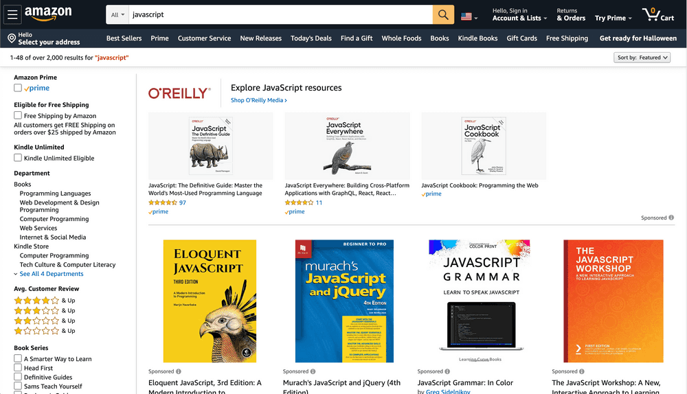Amazon results page Amazon results page