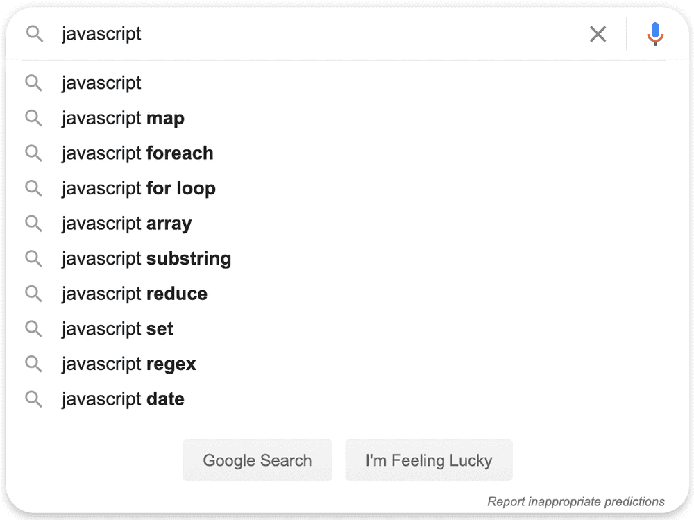 Google autocomplete experience Google autocomplete experience