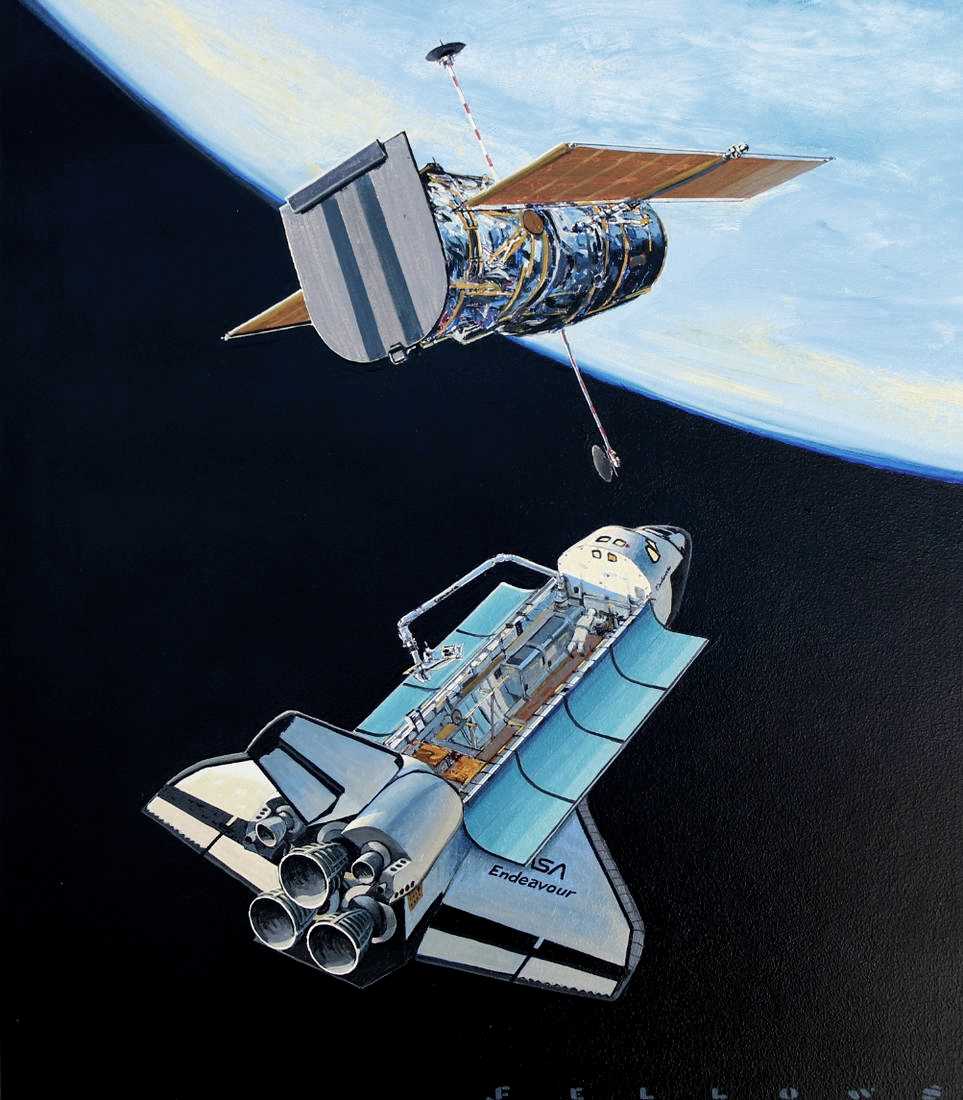 Space Shuttle Endeavour Deploying Repaired Hubble Space Telescope by Jack Fellows Space Shuttle Endeavour Deploying Repaired Hubble Space Telescope by Jack Fellows